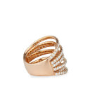 18k Rose Gold Multi-Row Diamond Ring
