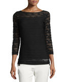 3/4-Sleeve Ribbon Illusion Top 
