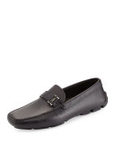 Saffiano Side-Buckle Driver, Black