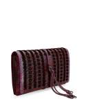 Snakeskin/Velvet Full-Flap Tie Clutch Bag, Bordeaux/Pink