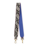 Python/Calf Leather Shoulder Strap for Handbag, Roccia/Blue