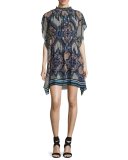 Laurette Printed High-Neck Minidress, Multicolor