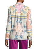 Quadrant Paisley Cotton Blouse, Red/White/Multi