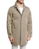 Hooded Single-Breasted Raincoat, Antelope