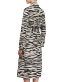 Zebra-Print Taffeta Trenchcoat, Black/White