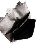 Isabella Laser-Cut Ruffled Clutch Bag, Dark Gray