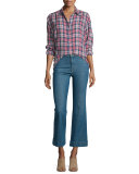 The Big Long-Sleeve Shirt, Washed Cherry Plaid