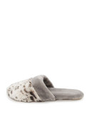 Faux-Shearling Slide Slipper, Snow Leopard