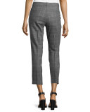 Windowpane Slim-Fit Cropped Pants, Gray