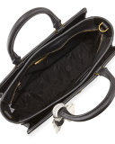 Robinson Small Woven Quilted Satchel Bag, Black/New Ivory