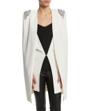 Zoey Embellished-Shoulder Cape, Ivory