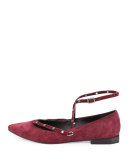Faye Suede Crisscross Flat, Dark Maroon