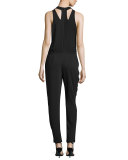 Cowl-Neck Slim-Leg Jumpsuit, Black