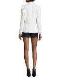 Windsor Crepe Contrast-Trim Blazer, White