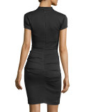 Short-Sleeve Bow-Detail Sheath Dress 