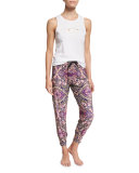 Printed Drawstring Sweatpants, Tropical Rainforest