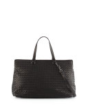 Intrecciato Large Accordion Tote Bag, Black