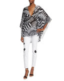 Ripped/Repaired Skinny Jeans, White