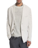 Relaxed Linen-Blend Blazer, Whisper White