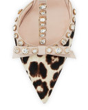 lydia studded calf-hair pump, blush/brown leopard