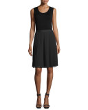 Georgia Pleated Chiffon Skirt, Black
