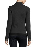 Chiffon-Trimmed Cashmere Blazer Jacket