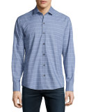 Plaid Sport Shirt, Light Blue
