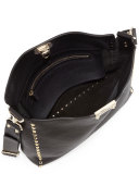Rockstud Small Flip-Lock Messenger Bag, Black
