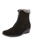 Evitta Faux-Fur Demi-Wedge Boot, Black