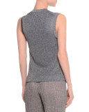 Button-Front Metallic Vest W/Pockets, Silver