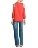 Cold-Shoulder Poplin Top
