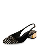 Pearly Laser-Cut Slingback 30mm Pump, Black