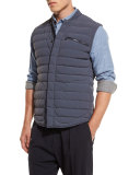 Quilted Nylon-Blend Down Vest, Gray