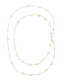 White/Golden Keshi Pearl & Diamond Necklace, 40"L