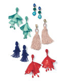 Long Woven Tassel Earrings, Soft Petal