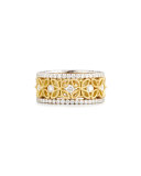 18K White & Yellow Gold Floral Filigree Ring with Diamonds, 1.42 TDW, Size 7