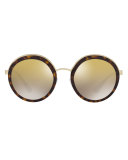 Trimmed Mirrored Round Sunglasses