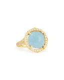 Cushion Rose-Cut Aquamarine & Pave Diamond Ring