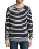 Striped Terrycloth Pullover, Navy
