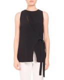 Sleeveless Crepe Wrap Top