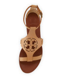 Zoey Leather Logo Flat Sandal, Sand
