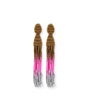 Beaded Colorblock Tassel Earrings