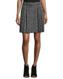 Geometric Jacquard Pleated Skirt 