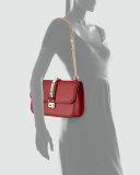 Lock Rockstud-Trim Flap Bag, Red