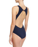 Blue Valentine High-Neck Cutout One-Piece Swimsuit