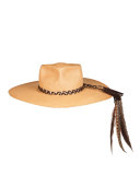 The Talitha Panama Straw Hat w/ Feathers, Cafe