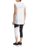 Drawstring Hooded Training Vest, White 