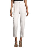 Slim-Leg Cuffed Pants, White