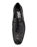 Pablo 2 Crocodile Penny Loafer, Black