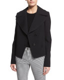 Oversized-Collar Short Peacoat, Black